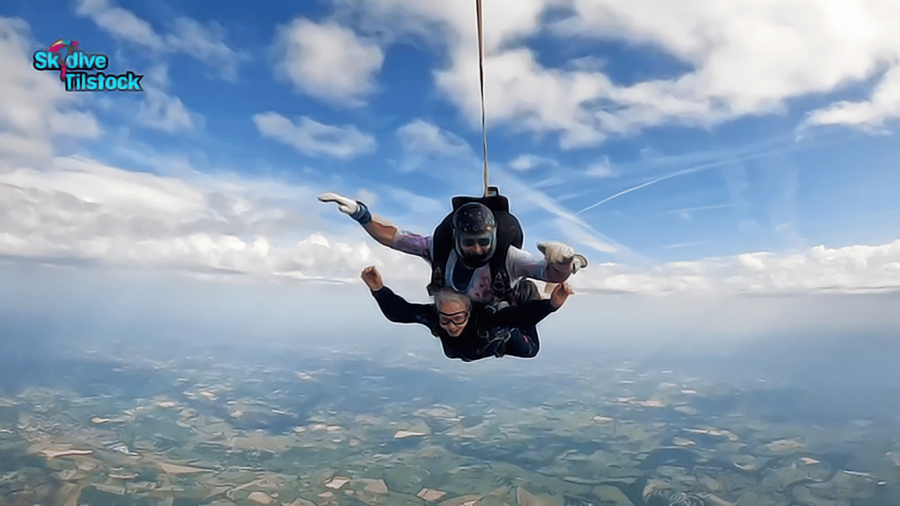 Terror and triumph for skydiver Trish, 84!